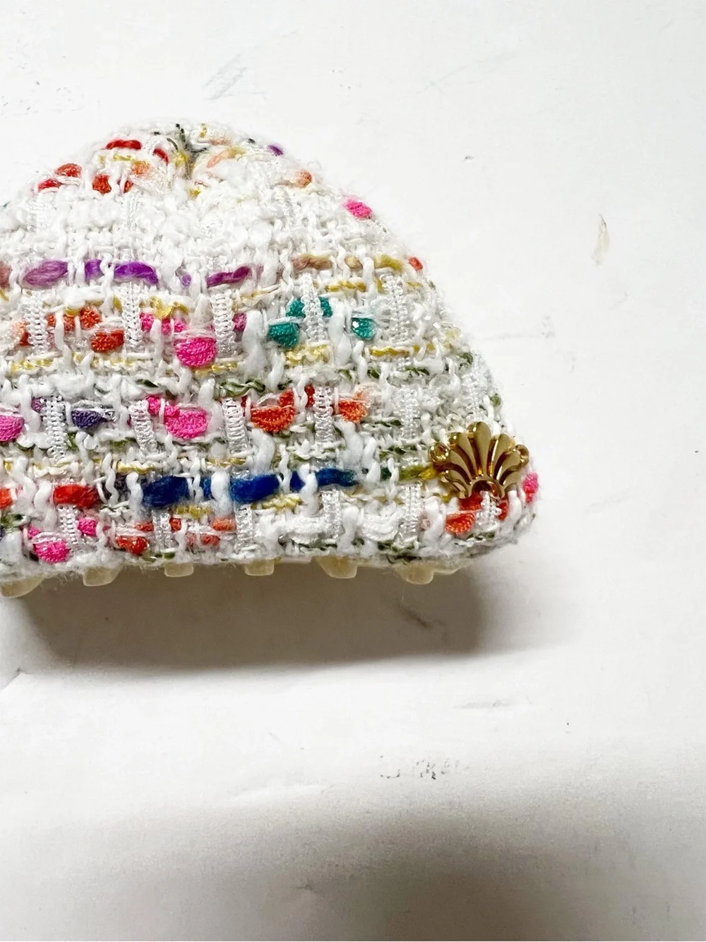 Lele Sadoughi Womens Taffy Rainbow Cream Tweed Simone Claw Hair Clip